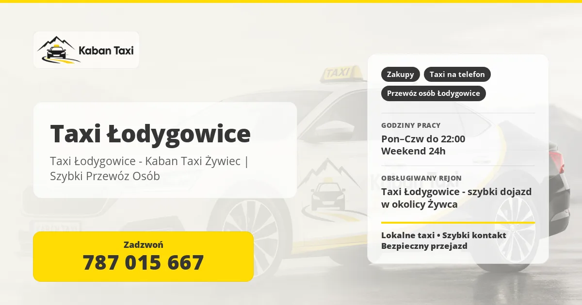 Taxi Łodygowice - Kaban Taxi Żywiec | Szybki Przewóz Osób