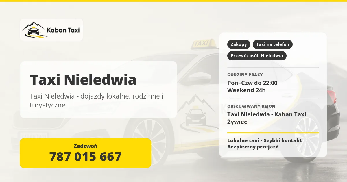 Taxi Nieledwia - dojazdy lokalne, rodzinne i turystyczne
