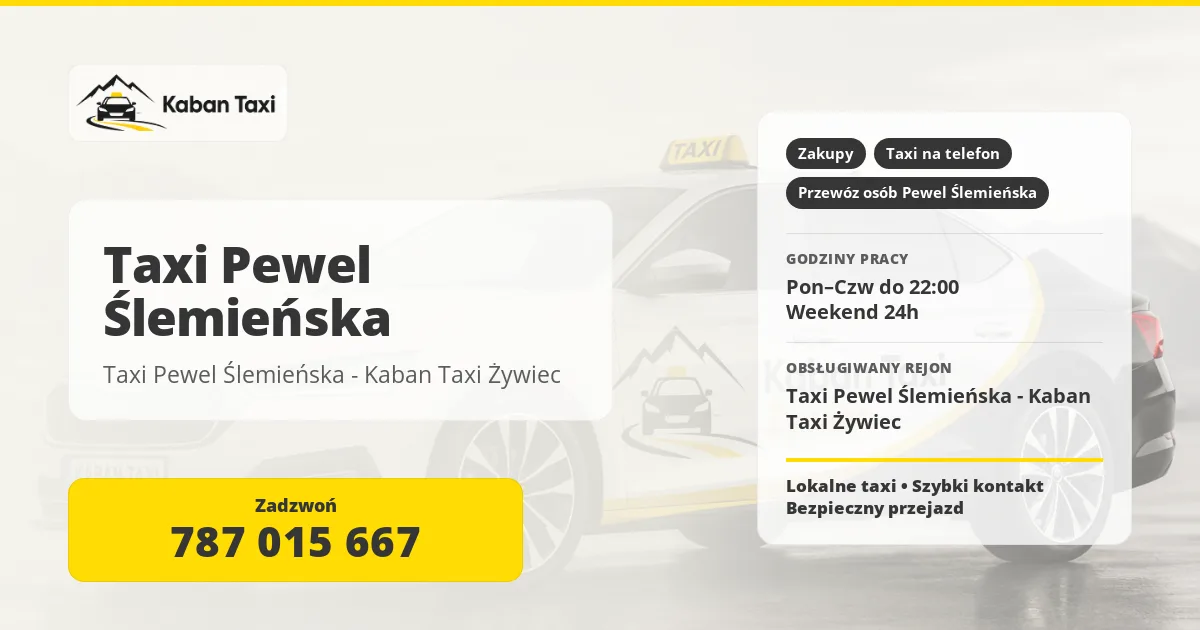Taxi Pewel Ślemieńska - Kaban Taxi Żywiec