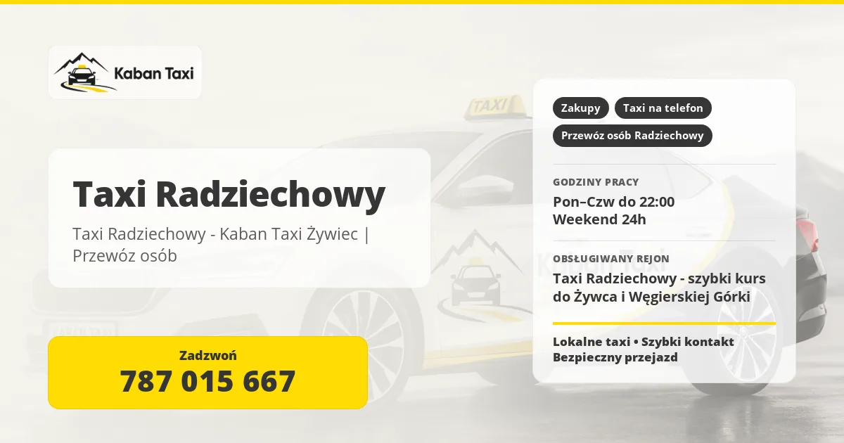 Taxi Radziechowy - Kaban Taxi Żywiec | Przewóz osób