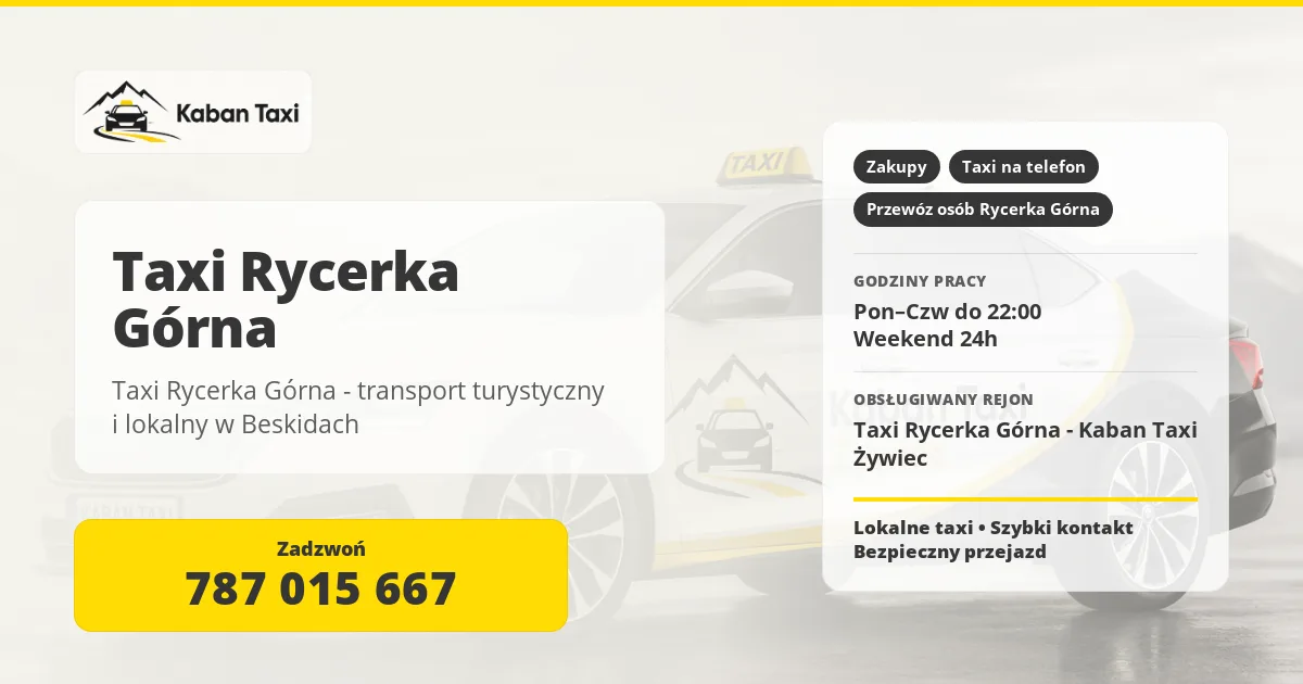 Taxi Rycerka Górna - transport turystyczny i lokalny w Beskidach